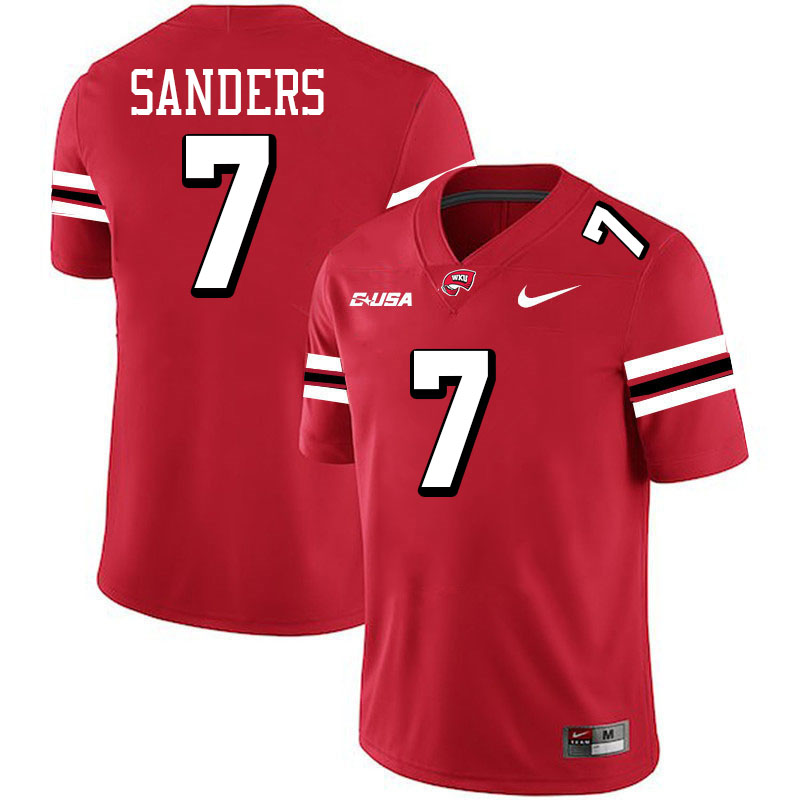 L.T. Sanders WKU Jersey,Western Kentucky Hilltoppers #7 L.T. Sanders Jersey Youth-Red